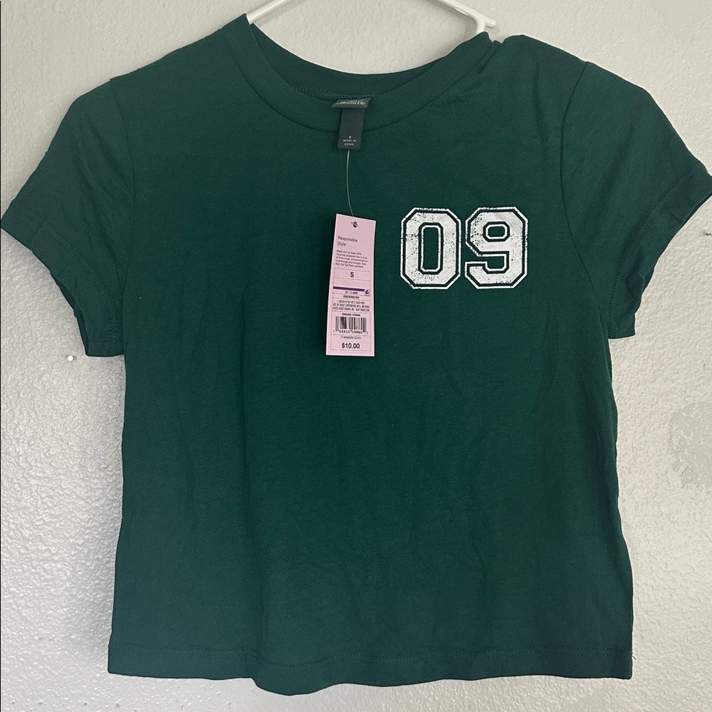 Wild Fable Green Crop Top with White '09'